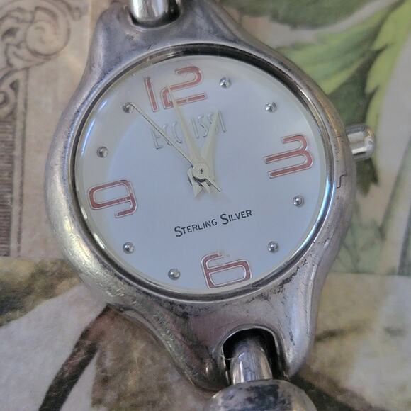 Vintage Watches Ecclissi Sterling Silver Quartz Watch White Dial Japan Movt - Picture 1 of 10
